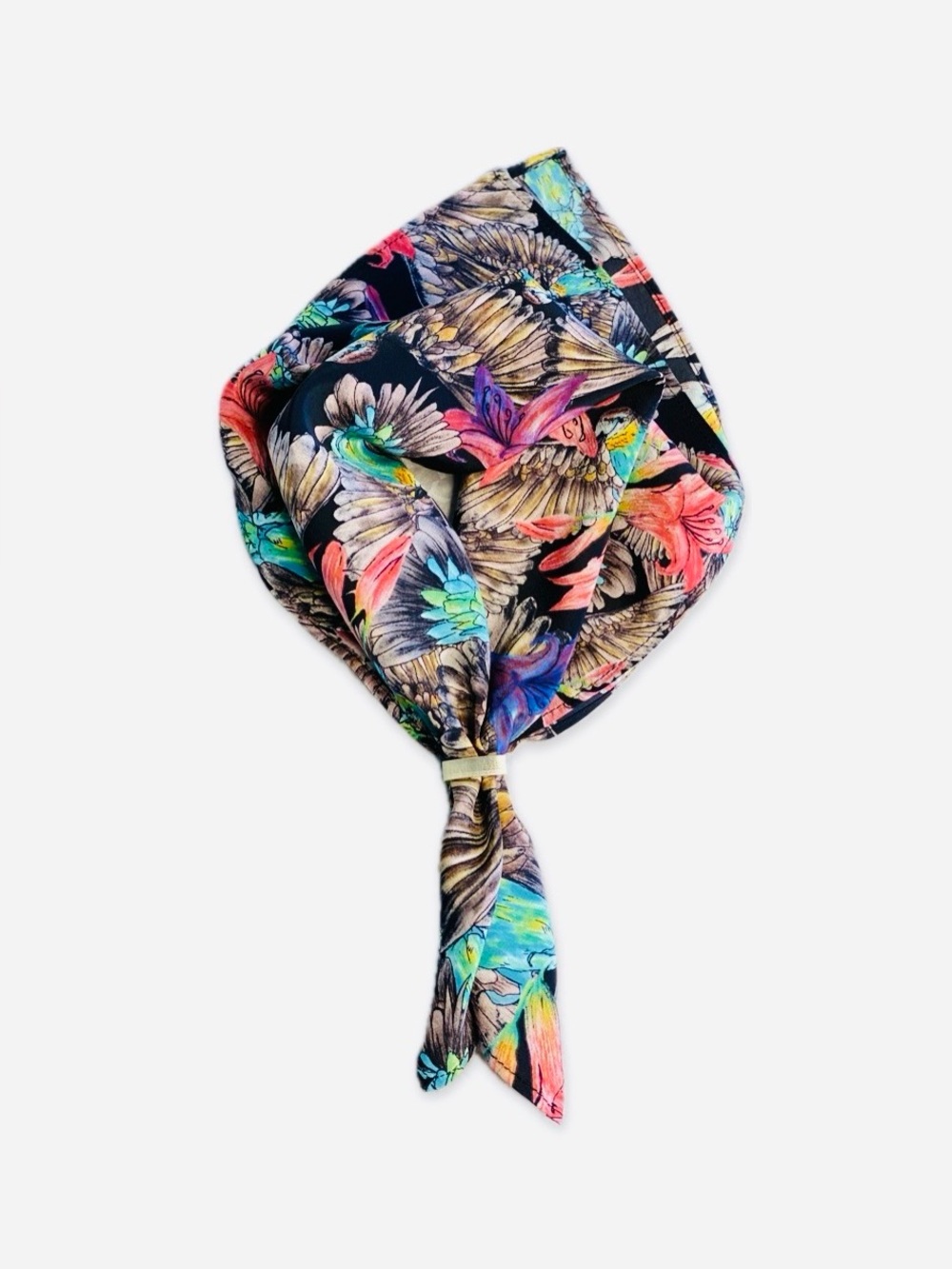 NWT SILKLETTE Birds and Feathers 100% Fine Silk Kerchief Scarf MULTICOLOR